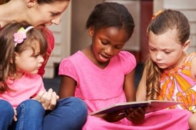 A group of children reading